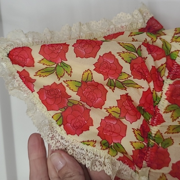 Honeydew pink roses slip sheer lace small - Picture 5 of 9